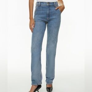 Denim Forum Straight Leg Jeans in Light Blue Wash